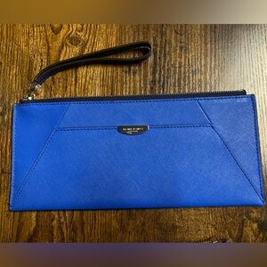 Henri Bendel blue saffiano leather wristlet clutch. Never used.